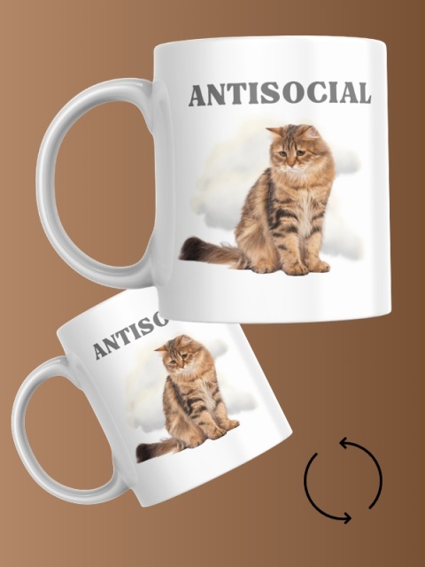 Kubek Antisocial z kotem 330 ml