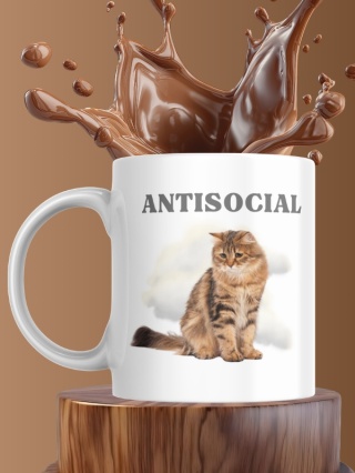 Kubek Antisocial z kotem 330 ml