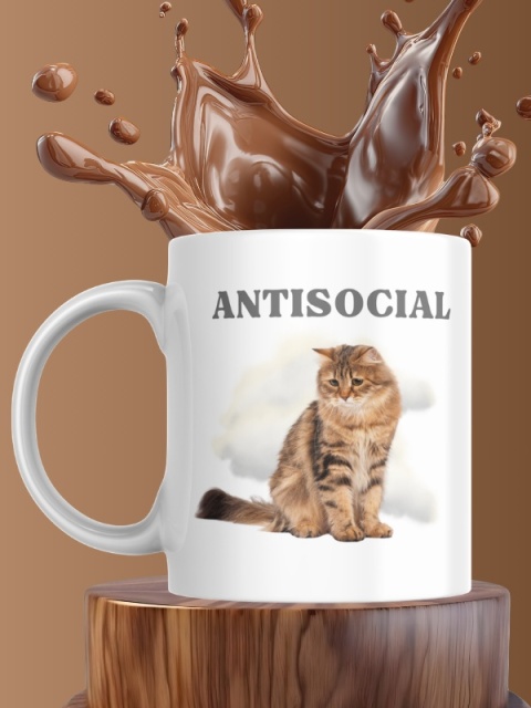 Kubek Antisocial z kotem 330 ml