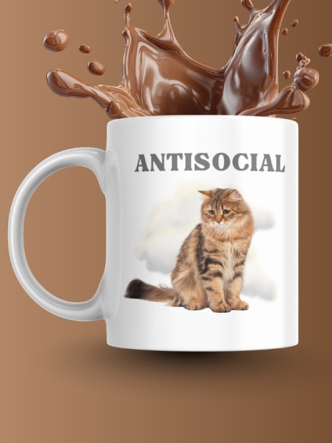 Kubek Antisocial z kotem 330 ml
