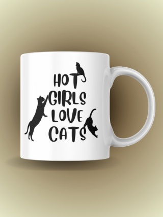 Kubek "Hot girls love cats" 330 ml