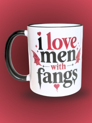 Kubek "I love men with fangs" | 330 ml | czarne uszko