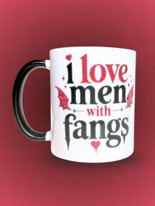 Kubek "I love men with fangs" | 330 ml | czarne uszko