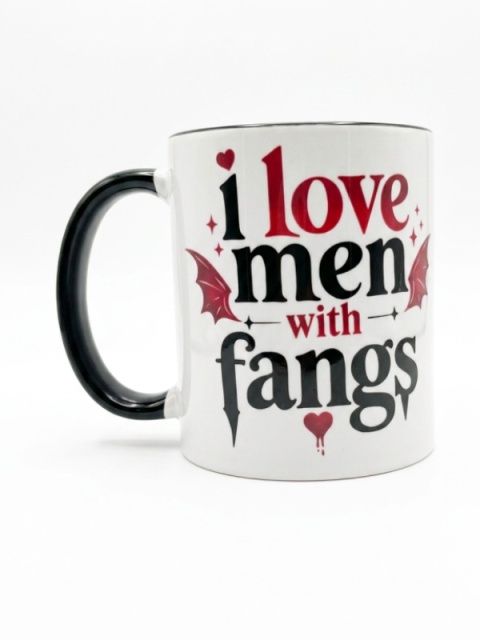Kubek "I love men with fangs" | 330 ml | czarne uszko